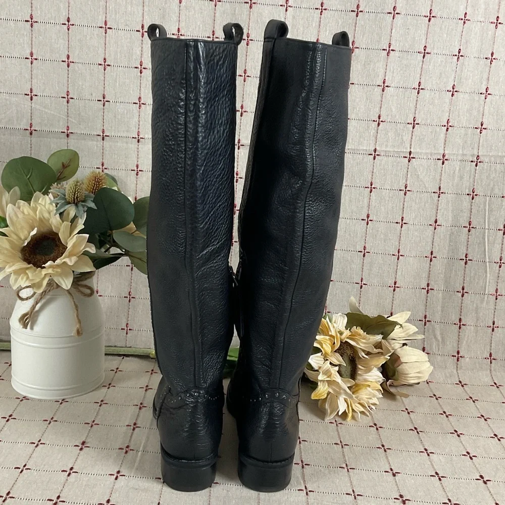 💐HP💐 Sam Edelman Prina Studded Soft Black Leather Knee High Riding Boots 6.5 - Picture 4 of 11